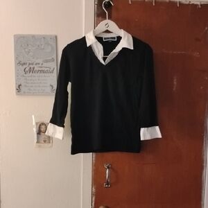 Karen Scott Kids Black and White Button Down Shirt